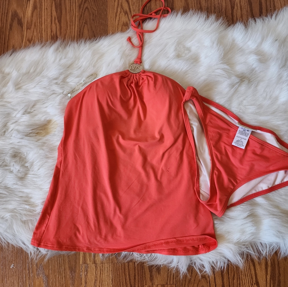 Michael Kors Coral Halter Swim Set Two Pieces